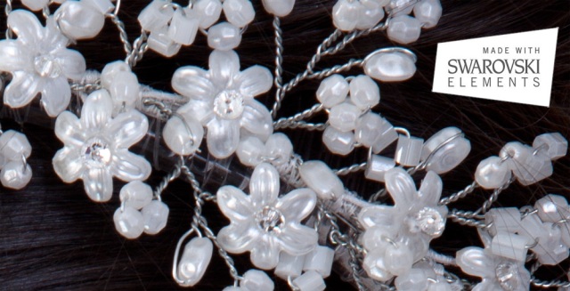 Diadema de mireasa din perle asimetrice si cristale Swarovski - detaliu2